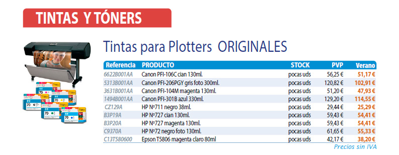 tinta para plotters originales