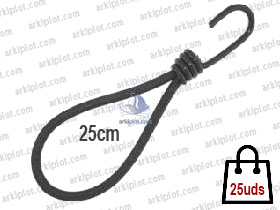 Elástico con gancho 25 cm. Negro (25 uds)